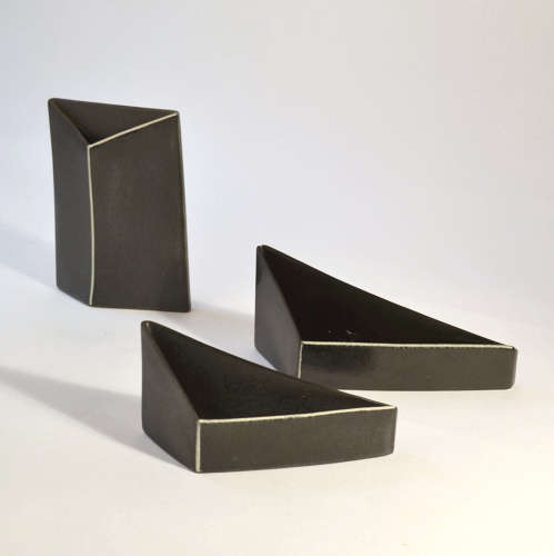 Minimalist Triangular Black and White Ceramic Bowls and Vases