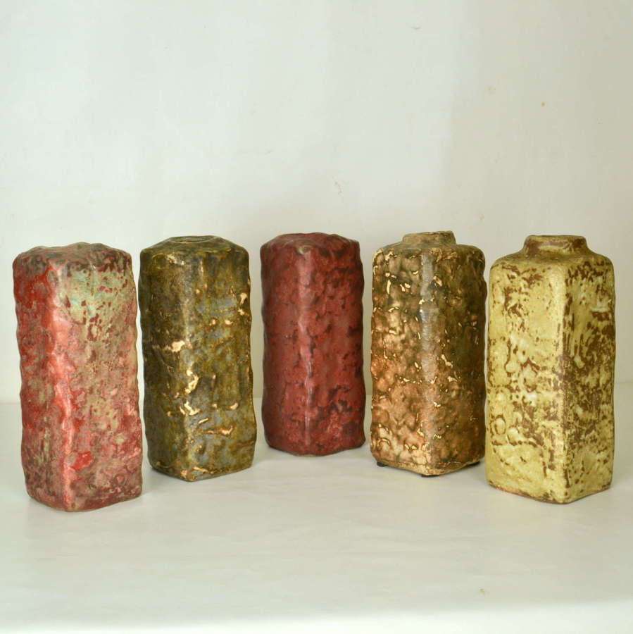 Square Studio Ceramic Vases in Natural Earth Tones