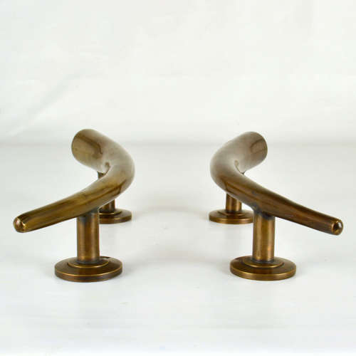 Pair of Bronze Art Deco Push and Pull Door Handles