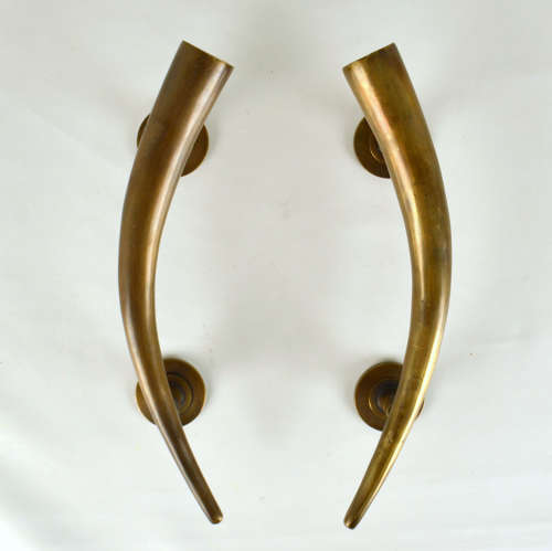 Pair of Bronze Art Deco Push and Pull Door Handles