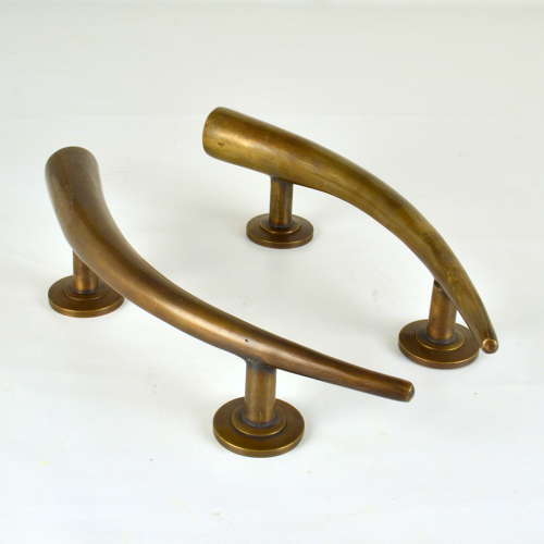 Pair of Bronze Art Deco Push and Pull Door Handles