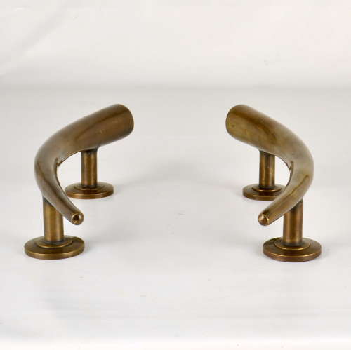 Pair of Bronze Art Deco Push and Pull Door Handles
