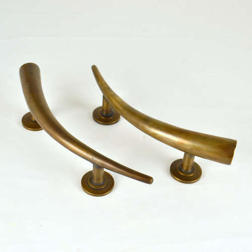 Pair of Bronze Art Deco Push and Pull Door Handles