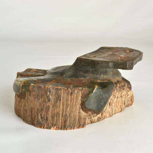 Architectural Push Pull Door Handle in Petrified Wood and Bronze