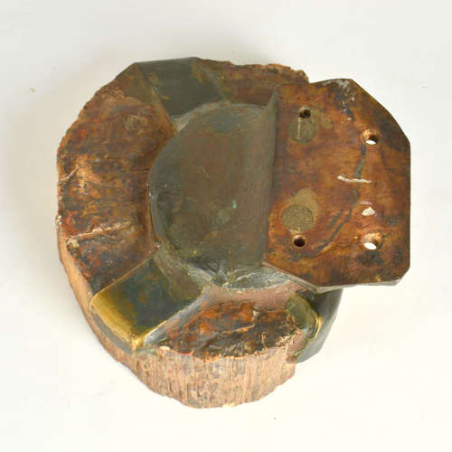 Architectural Push Pull Door Handle in Petrified Wood and Bronze