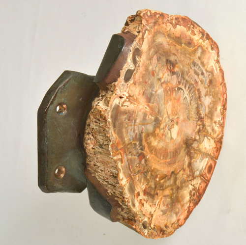 Architectural Push Pull Door Handle in Petrified Wood and Bronze