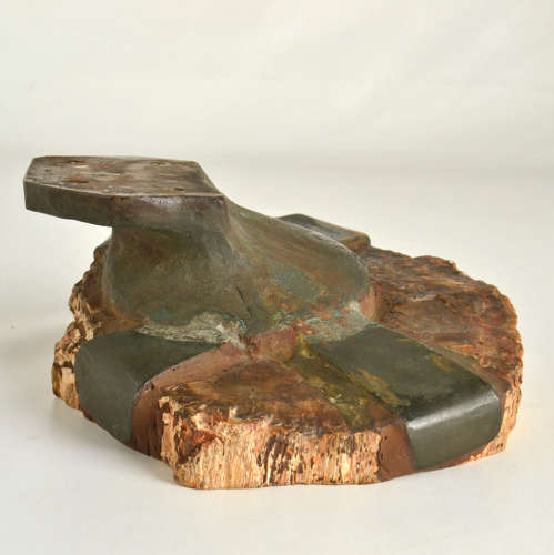 Architectural Push Pull Door Handle in Petrified Wood and Bronze