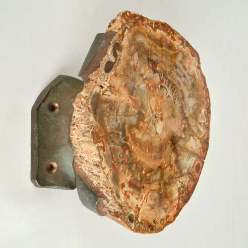 Architectural Push Pull Door Handle in Petrified Wood and Bronze