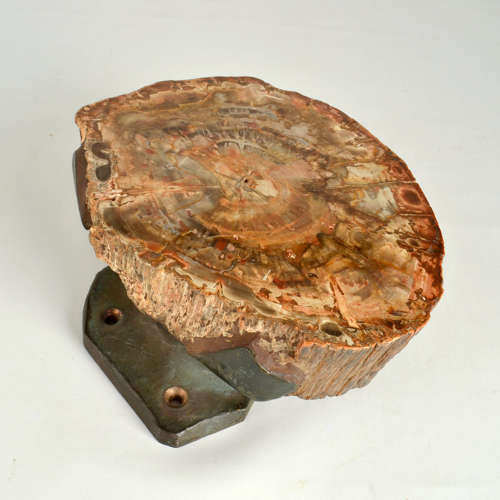 Architectural Push Pull Door Handle in Petrified Wood and Bronze