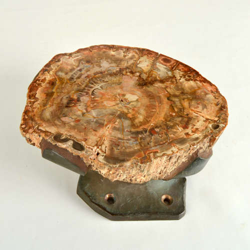 Architectural Push Pull Door Handle in Petrified Wood and Bronze