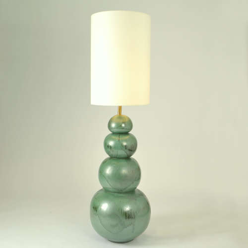 Pair of Large Ceramic Seagreen Floor Lamps attributed to Kaiser
