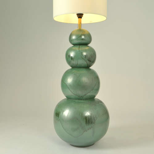 Pair of Large Ceramic Seagreen Floor Lamps attributed to Kaiser