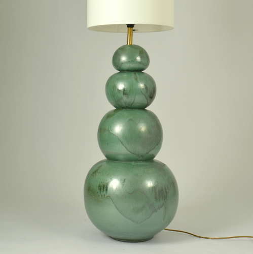 Pair of Large Ceramic Seagreen Floor Lamps attributed to Kaiser