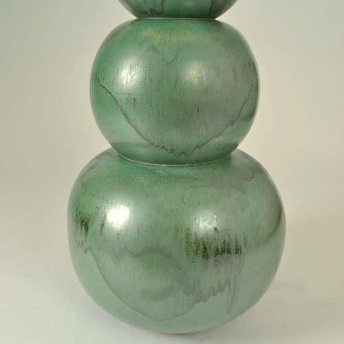 Pair of Large Ceramic Seagreen Floor Lamps attributed to Kaiser