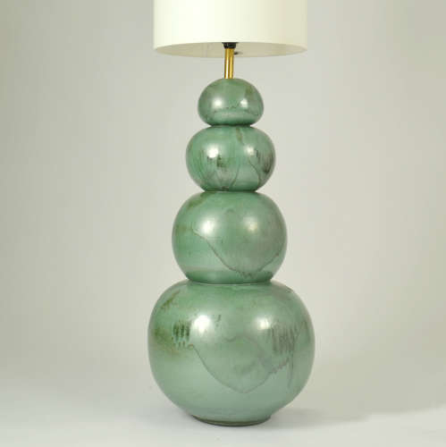 Pair of Large Ceramic Seagreen Floor Lamps attributed to Kaiser