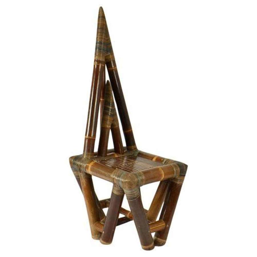 Sculptural Bamboo Chair 1950&rsquo;s with Triangular Back