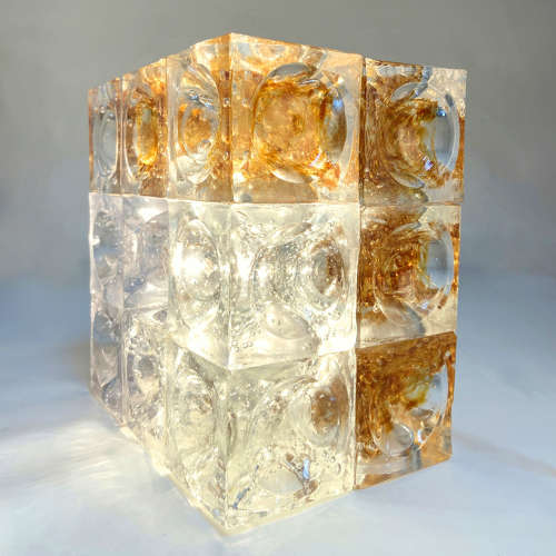 Sculptural Poliarte Table Lamp in Glass Cubes Designed by Albano Poli
