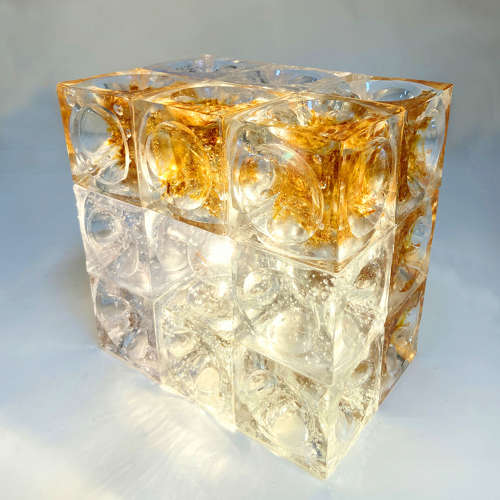 Sculptural Poliarte Table Lamp in Glass Cubes Designed by Albano Poli