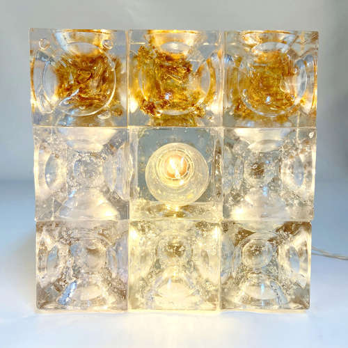 Sculptural Poliarte Table Lamp in Glass Cubes Designed by Albano Poli