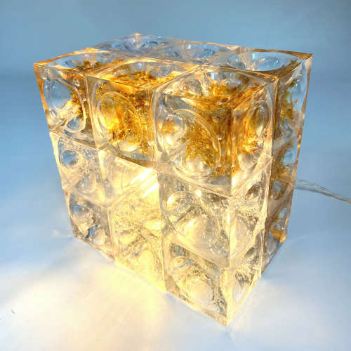 Sculptural Poliarte Table Lamp in Glass Cubes Designed by Albano Poli
