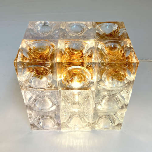 Sculptural Poliarte Table Lamp in Glass Cubes Designed by Albano Poli