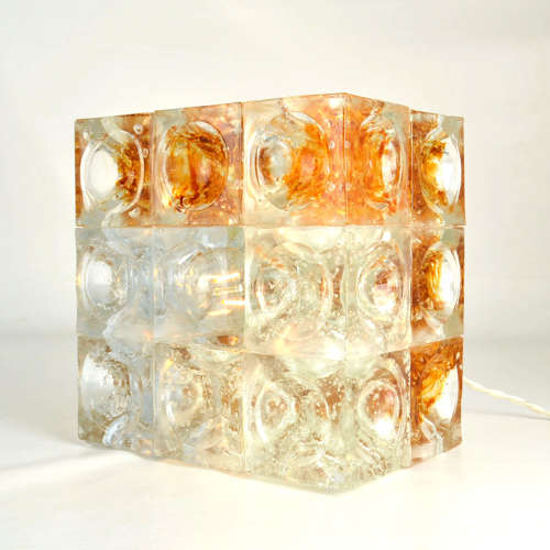 Sculptural Poliarte Table Lamp in Glass Cubes Designed by Albano Poli