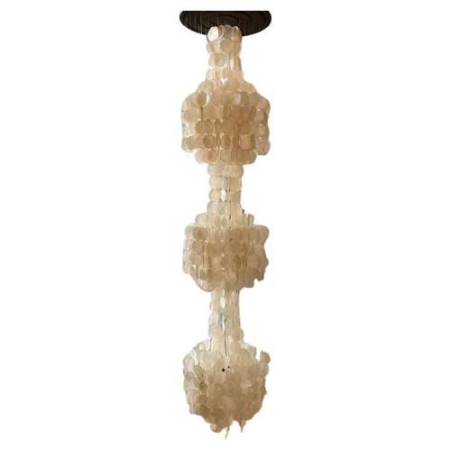 Large Verner Panton style Capiz Shell Chandelier