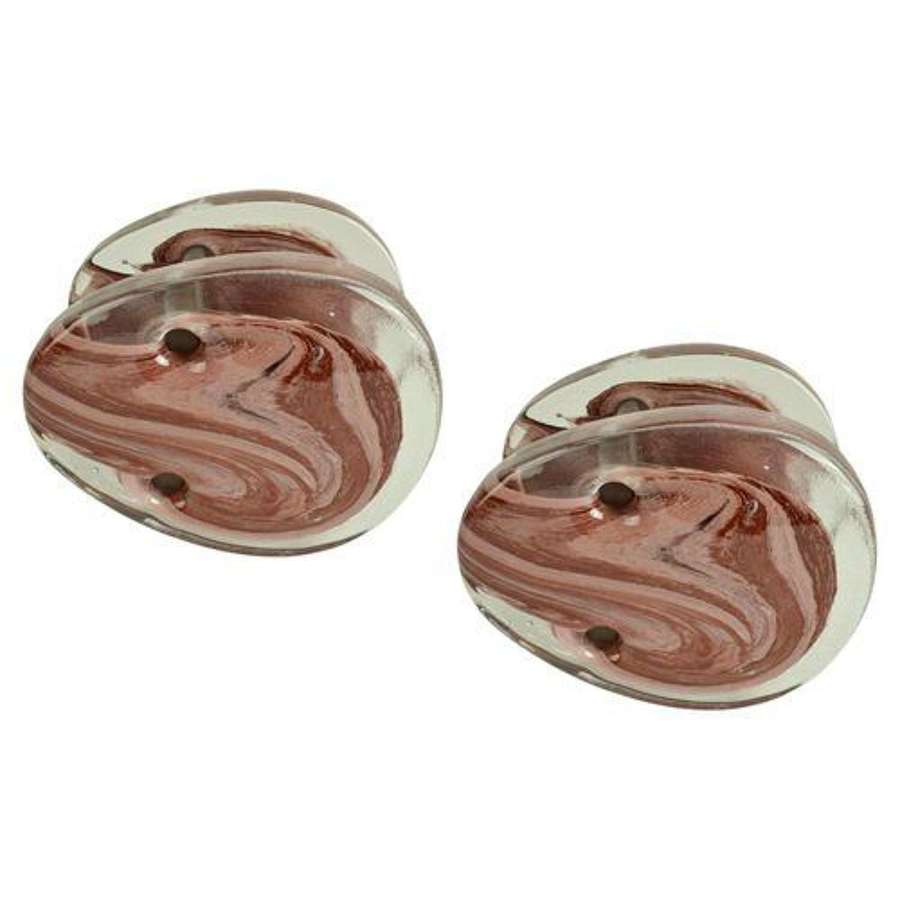 Architectural Pairs of pink Glass Push Pull Double Door Handles