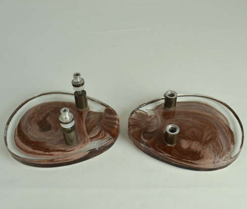 Architectural Pairs of pink Glass Push Pull Double Door Handles