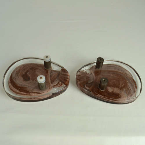 Architectural Pairs of pink Glass Push Pull Double Door Handles