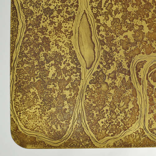 Brutalist Square Etched Brass Coffee by Table Heinz Lilienthal 1960's