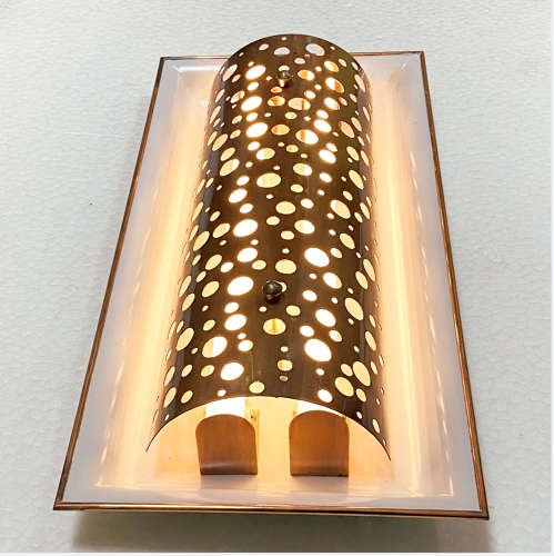 Pair of Large Copper and Grey Metal Wall 1950's Lights