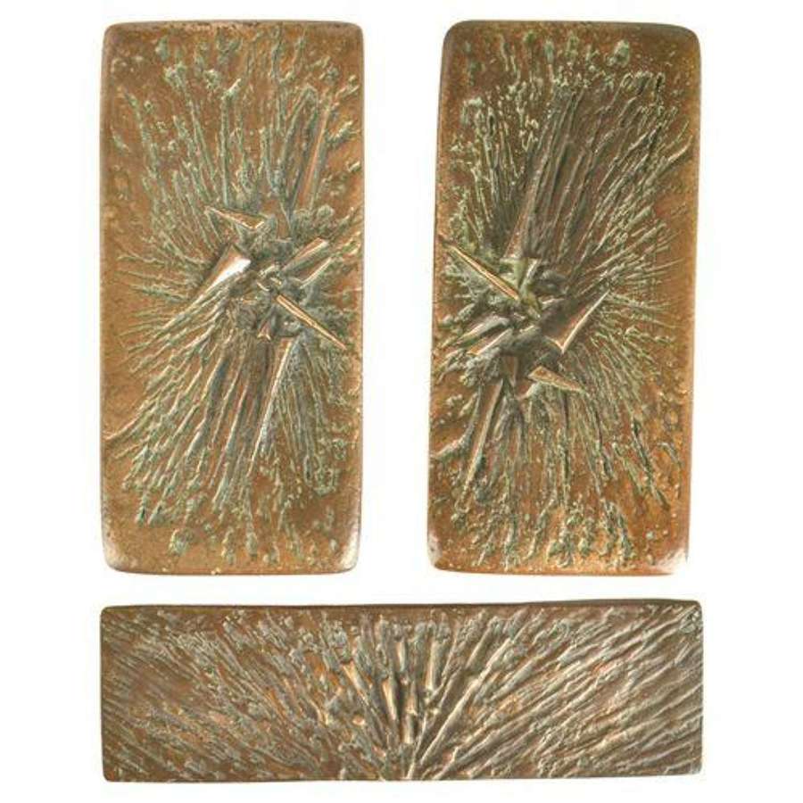 Brutalist Bronze Door Handles and Letterbox with Dynamic Relief