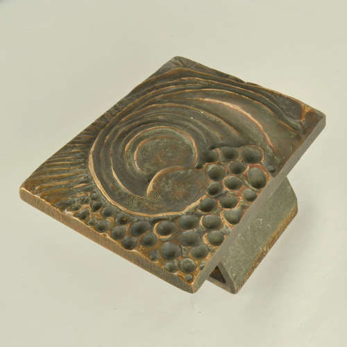 Pair of Bronze Square Door Handles for Push & Pull with Organic Relief