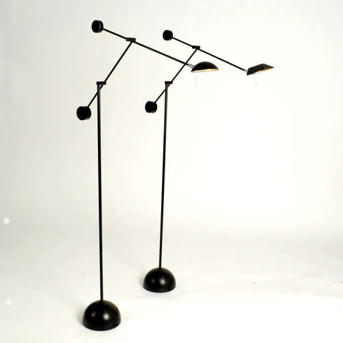 Minimalist Counter Balance Floor Lamp Black 1970s