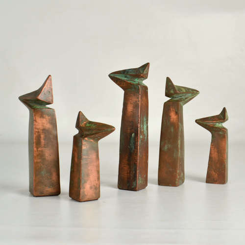 Group of Abstract Copper Sculptures