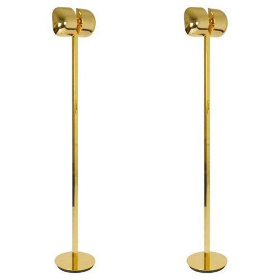 Pair of Minimal Brass Floor Lamp with Articulated Swivel Shades
