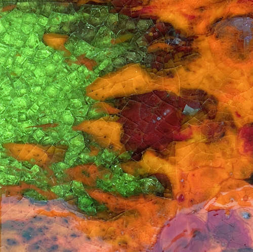 Large Ceramic Art Tiles with Multi Colour Bright Glazes 1960s