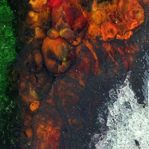 Large Ceramic Art Tiles with Multi Colour Bright Glazes 1960s