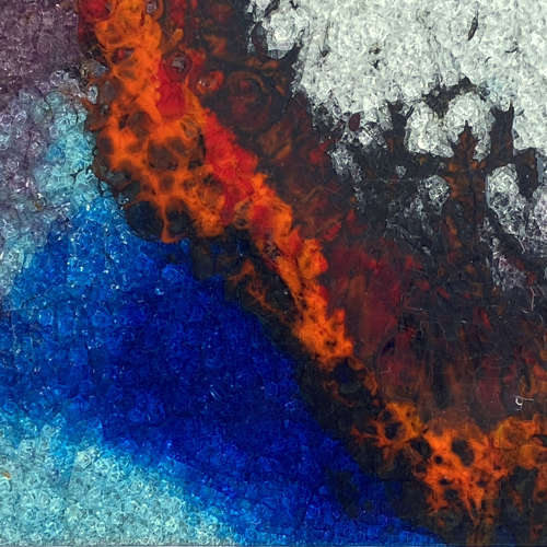Large Ceramic Art Tiles with Multi Colour Bright Glazes 1960s