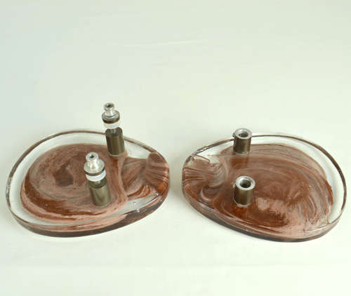 Architectural Pairs of Pink Glass Push Pull Double Door Handles