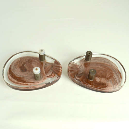 Architectural Pairs of Pink Glass Push Pull Double Door Handles