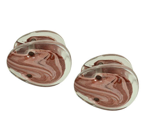 Architectural Pairs of Pink Glass Push Pull Double Door Handles