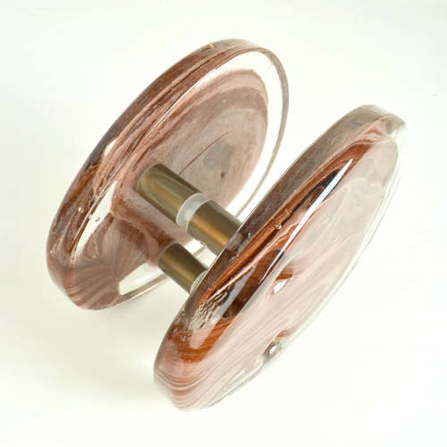 Architectural Pairs of Pink Glass Push Pull Double Door Handles