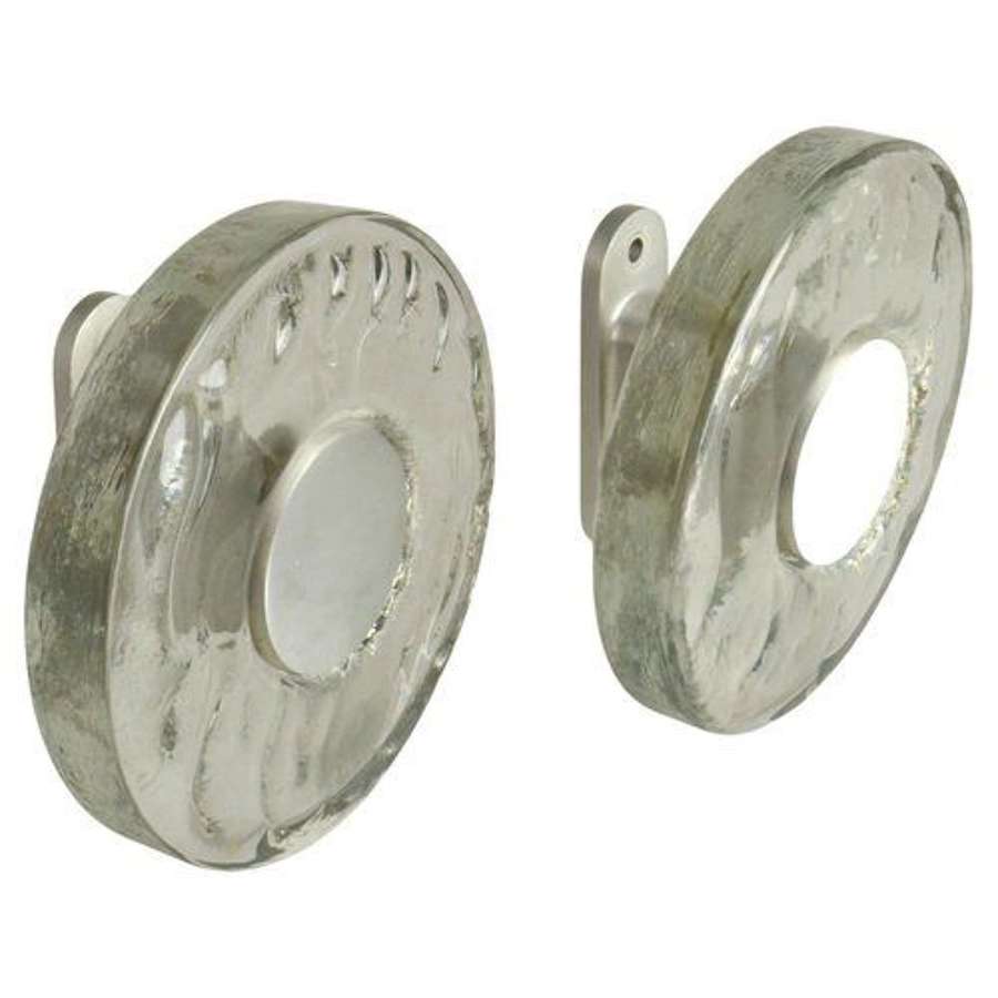 Large Clear Glass Door Handles Round Push & Pull Pair