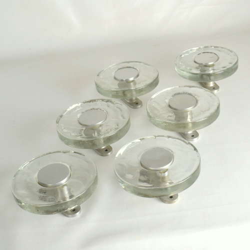 Large Clear Glass Door Handles Round Push & Pull Pair