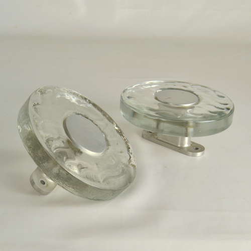 Large Clear Glass Door Handles Round Push & Pull Pair