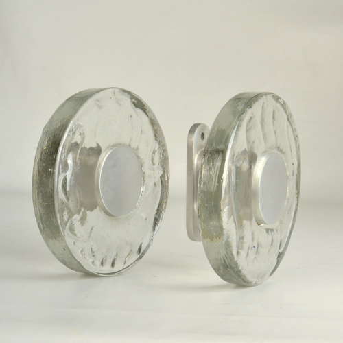 Large Clear Glass Door Handles Round Push & Pull Pair