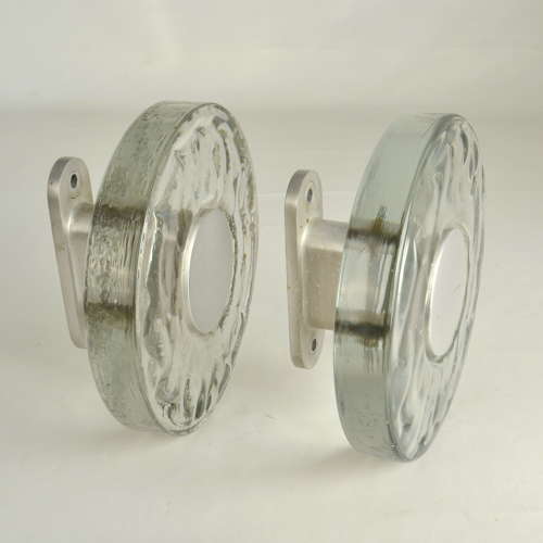 Large Clear Glass Door Handles Round Push & Pull Pair