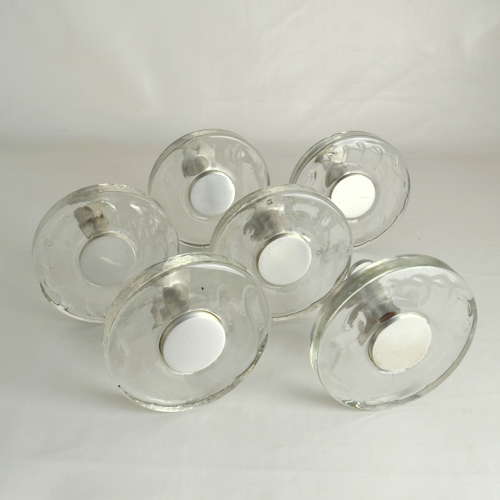 Large Clear Glass Door Handles Round Push & Pull Pair